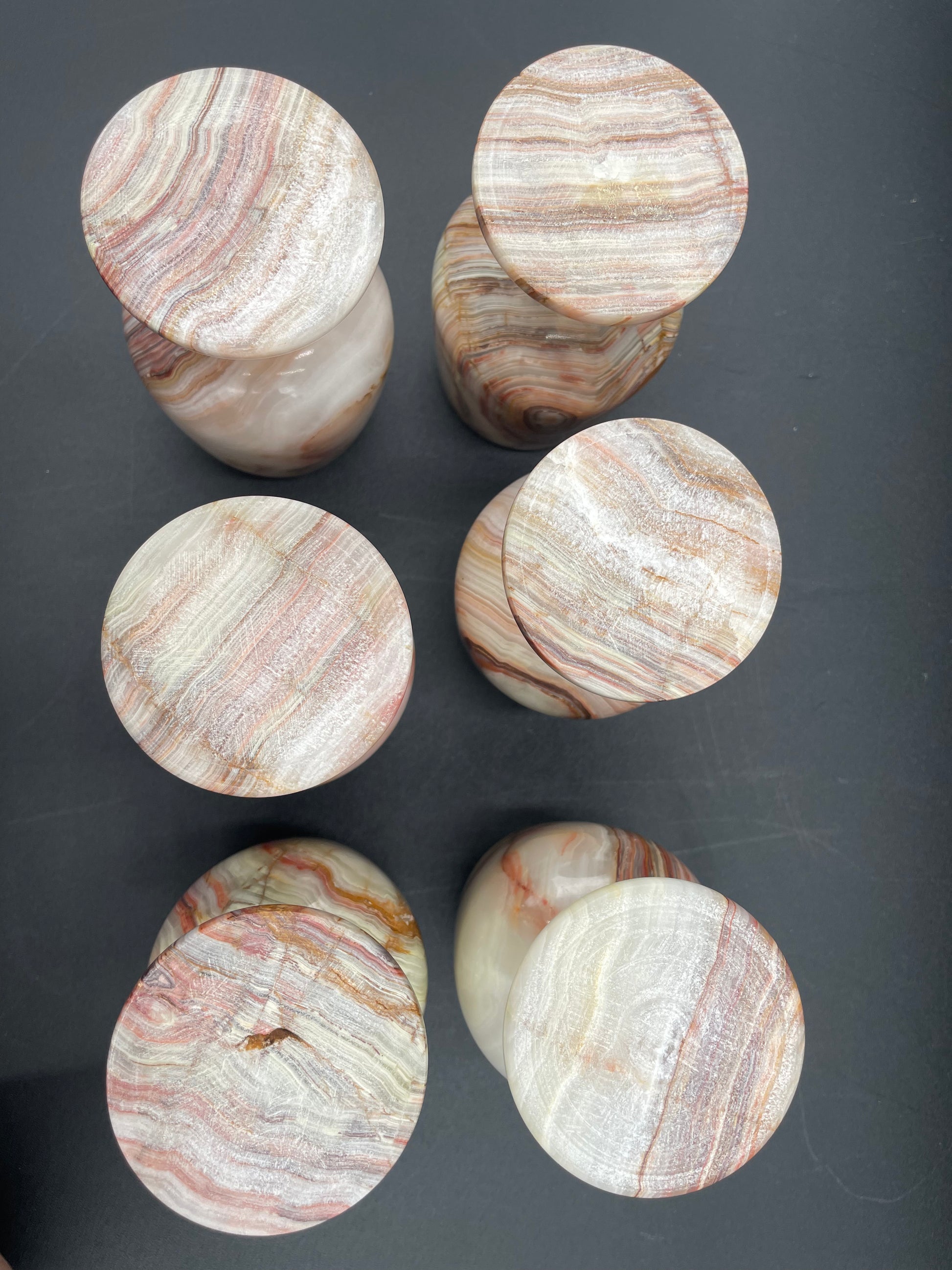 Vintage 5" Handcrafted Marble Onyx Stone Wine Goblets - Set of 6 - Vintosh Vintage