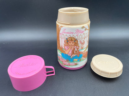 Collectible 1978 PINK JUNIOR MISS w/ Basset Hound Aladdin Metal Lunchbox & Thermos - Vintosh Vintage