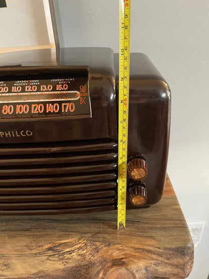 1948 Philco Transitone Tube Radio Art Deco Bakelite Model 48-464 w/ Orange Numerals - Vintosh Vintage