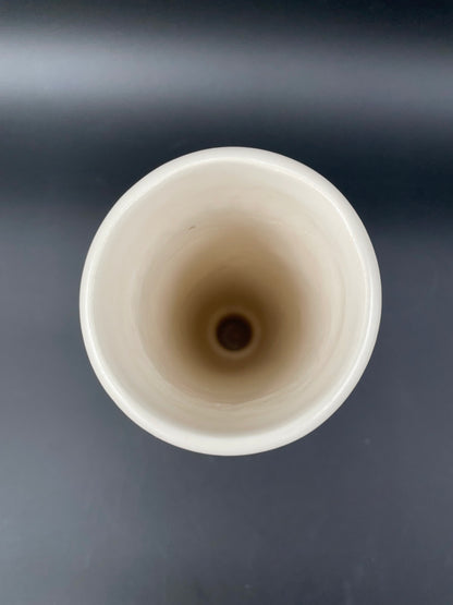 1960s Hyalyn White Pottery Tall Footed Vase - USA - Vintosh Vintage