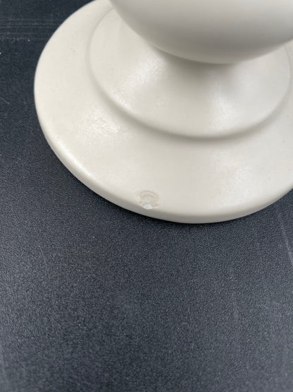 1960s Hyalyn White Pottery Tall Footed Vase - USA - Vintosh Vintage