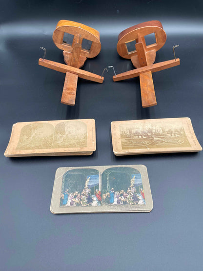 Two Antique Wood Stereoscopes & 25
Stereoscopic Images