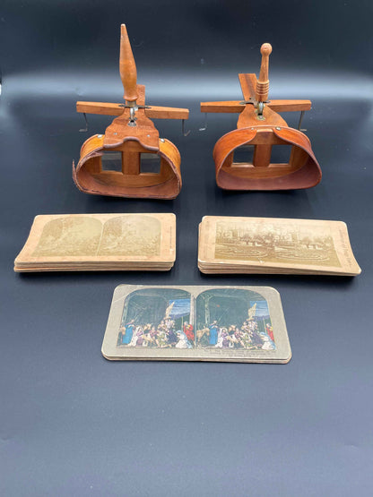 Two Antique Wood Stereoscopes & 25
Stereoscopic Images
