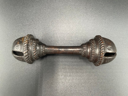 Antique Brass Handcrafted Rattle Bell Double Ended Barbell Heavy Brass Tribal Collectible 6"