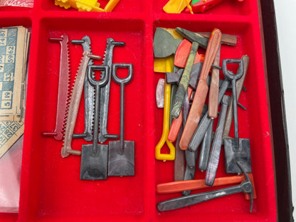 1960s Gumball Machine & Cracker Jacks Prizes in 12 Panel Display Case 45+ Collectible Trinkets