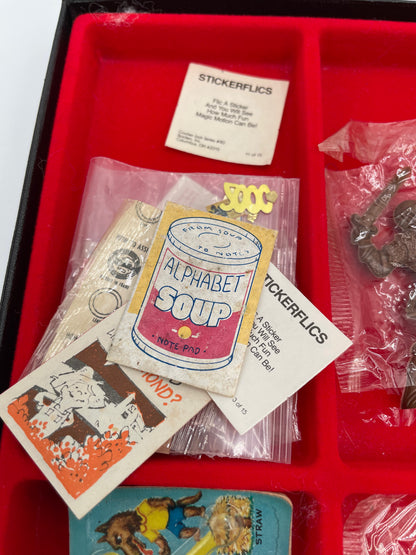 1960s Gumball Machine & Cracker Jacks Prizes in 12 Panel Display Case 45+ Collectible Trinkets