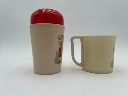 1930s Ovaltine Little Orphan Annie & Dog Sandy Shaker & Cup Set