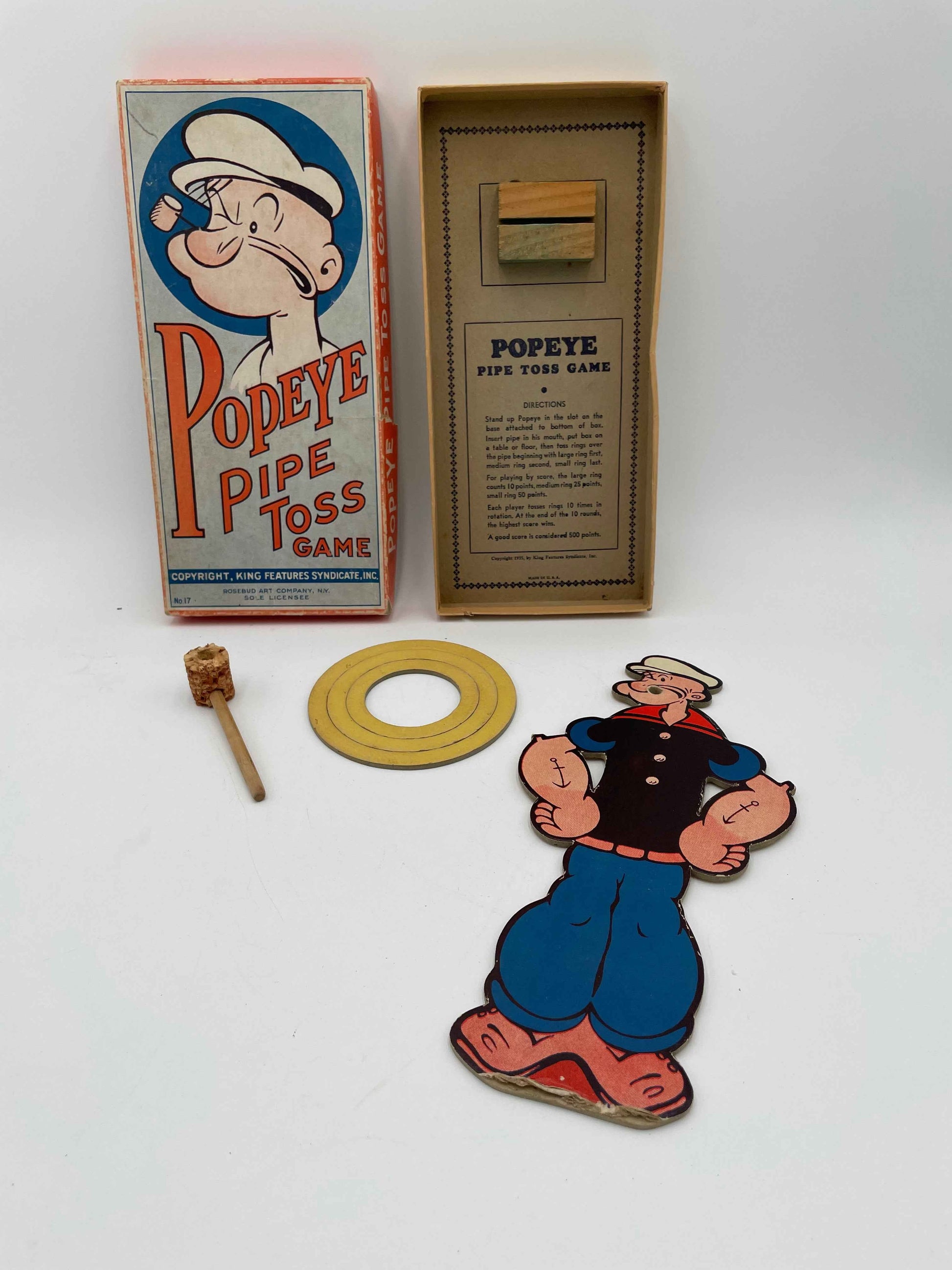 1935 Popeye Pipe Toss Boxed Game Complete w/ Instructions by Rosebud Art Company USA
