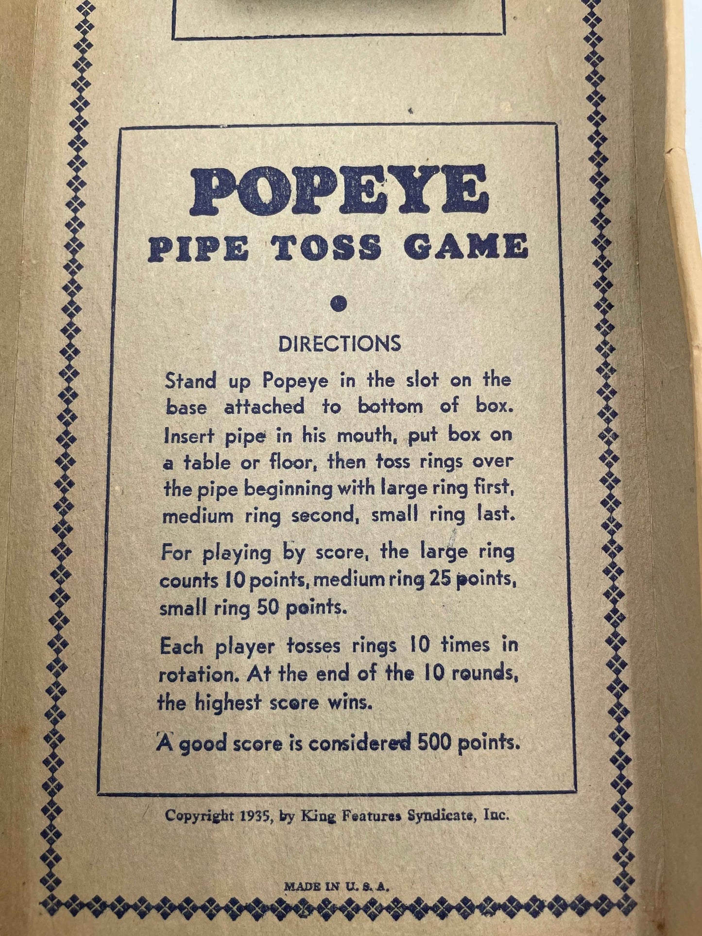 1935 Popeye Pipe Toss Boxed Game Complete w/ Instructions by Rosebud Art Company USA