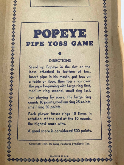 1935 Popeye Pipe Toss Boxed Game Complete w/ Instructions by Rosebud Art Company USA