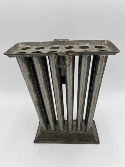 Primitive Antique Metal 1800s Rustic Handmade 12 Cylinder Candle Mold