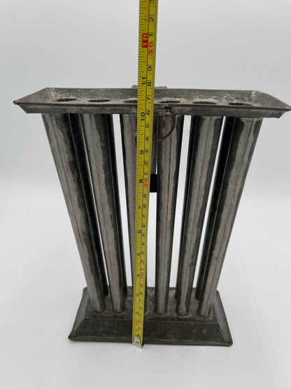 Primitive Antique Metal 1800s Rustic Handmade 12 Cylinder Candle Mold