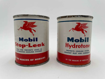 Vintage MOBIL SOCONY OIL Stop-Leak &
Hydrotone 8 oz Full Cans