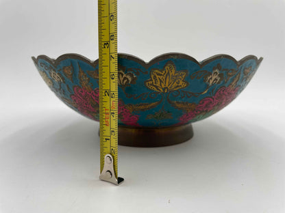 Vintage Brass Enamel
Flower Blue Asian
India Bowl