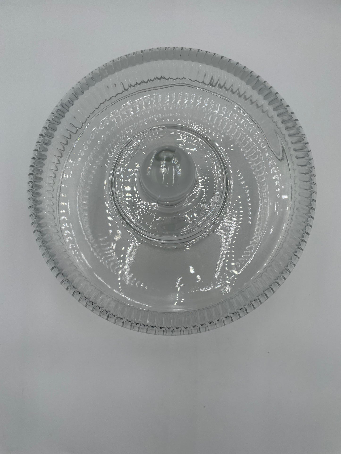 Vintage Anchor Hocking Monaco Ribbed Glass 11" Cake Stand w/ Dome