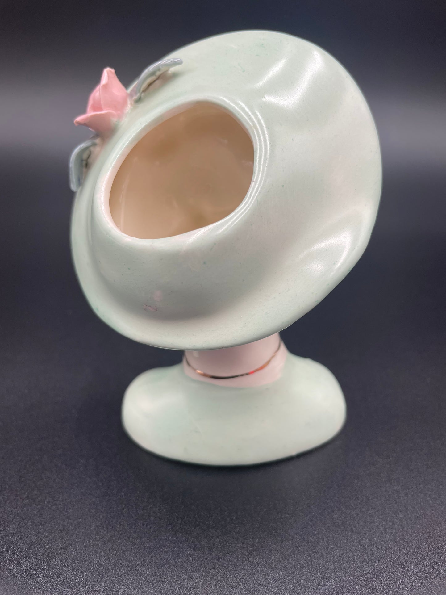 1950s Glamour Girl
Head Vase Green Dress & Hat Gold Lashes
Accent Red Lips 4"