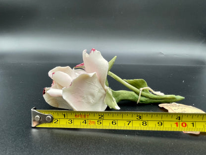Fine Italian Handcrafted
Porcelain Capodimonte Blush Pink Rose on Stem