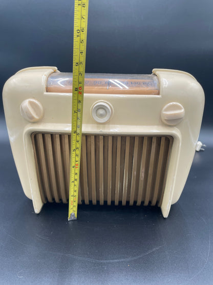 1946 Crosley 56TD Tube Ivory Bakelite Radio "Duette" Table Top Model - Works!
