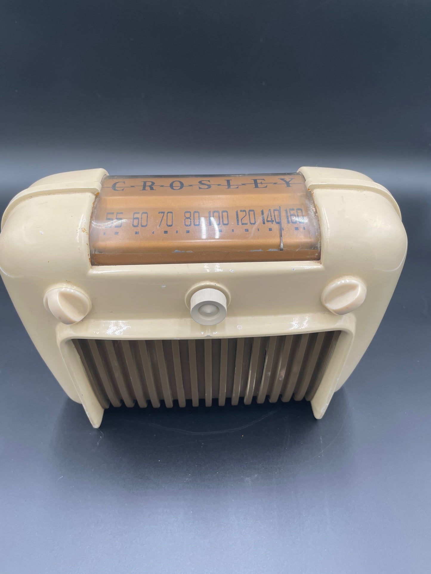 1946 Crosley 56TD Tube Ivory Bakelite Radio "Duette" Table Top Model - Works!