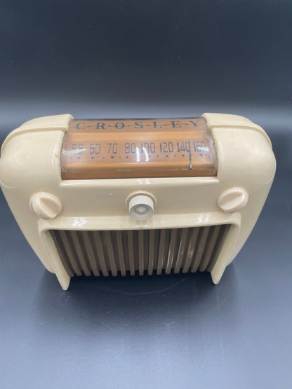 1946 Crosley 56TD Tube Ivory Bakelite Radio "Duette" Table Top Model - Works!