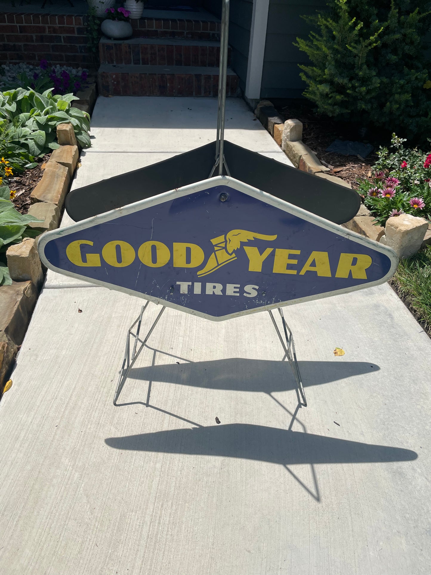 1960s Original
GOODYEAR Tire Sales
Double Sided Metal Sign 
Store Display
