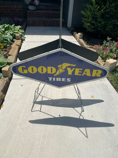 1960s Original
GOODYEAR Tire Sales
Double Sided Metal Sign 
Store Display