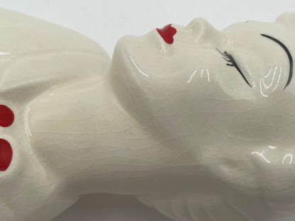 1950s Glamour Girl 5.25"
Head Vase White w/ Hand Painted Red Lips & Flowers - Vintosh Vintage