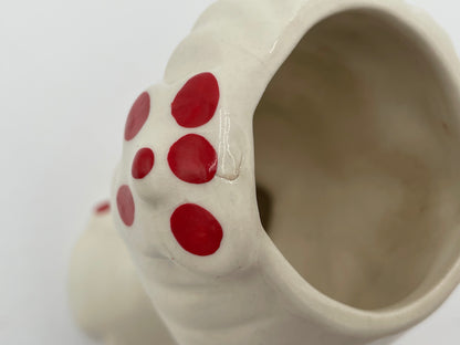 1950s Glamour Girl 5.25"
Head Vase White w/ Hand Painted Red Lips & Flowers - Vintosh Vintage