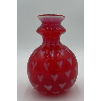 Fenton 4952 U7 Hearts Optic Red Glass Vase (D7) - Vintosh Vintage