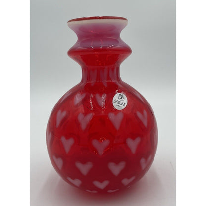 Fenton 4952 U7 Hearts Optic Red Glass Vase (D7) - Vintosh Vintage