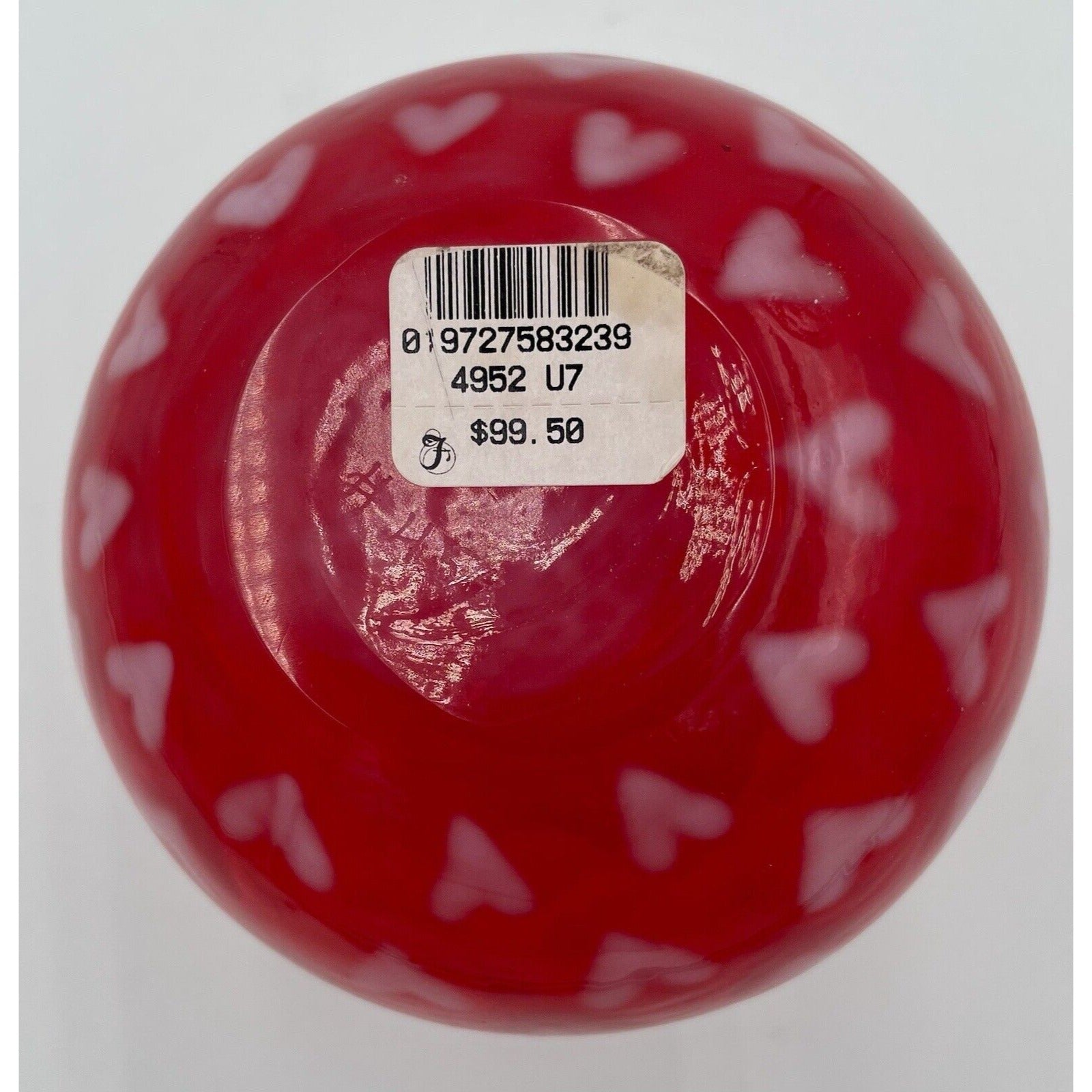 Fenton 4952 U7 Hearts Optic Red Glass Vase (D7) - Vintosh Vintage