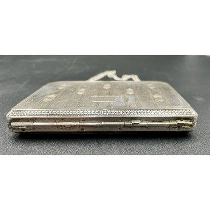1920s Art Deco Silvertone Metal Makeup & Coin Purse (B6) - Vintosh Vintage
