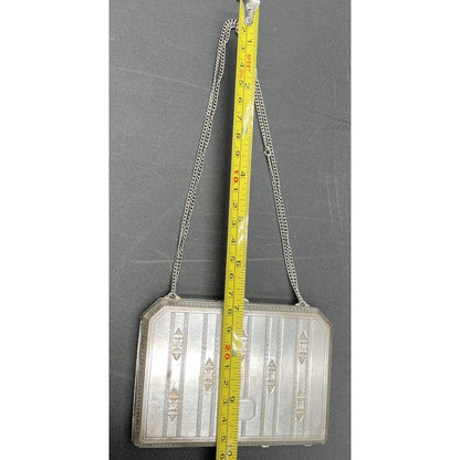 1920s Art Deco Silvertone Metal Makeup & Coin Purse (B6) - Vintosh Vintage