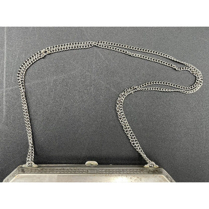 1920s Art Deco Silvertone Metal Makeup & Coin Purse (B6) - Vintosh Vintage