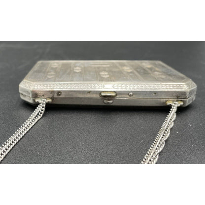 1920s Art Deco Silvertone Metal Makeup & Coin Purse (B6) - Vintosh Vintage