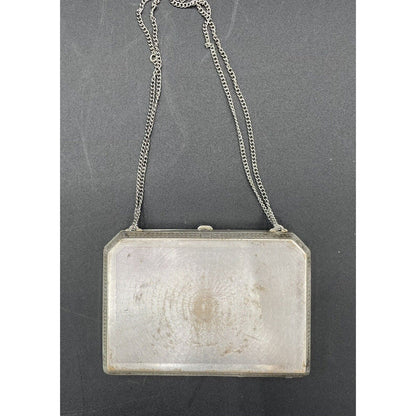 1920s Art Deco Silvertone Metal Makeup & Coin Purse (B6) - Vintosh Vintage