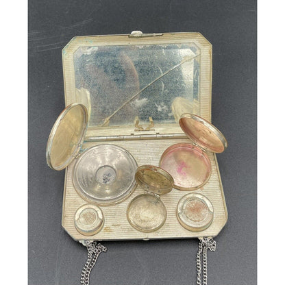 1920s Art Deco Silvertone Metal Makeup & Coin Purse (B6) - Vintosh Vintage