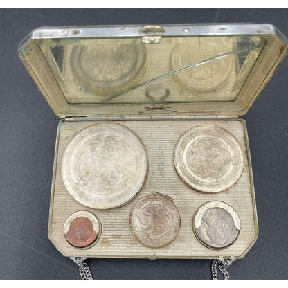 1920s Art Deco Silvertone Metal Makeup & Coin Purse (B6) - Vintosh Vintage