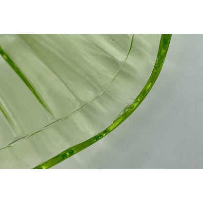 1930s Uranium Ribbed Glass Refrigerator Dish with Lid - Vintosh Vintage