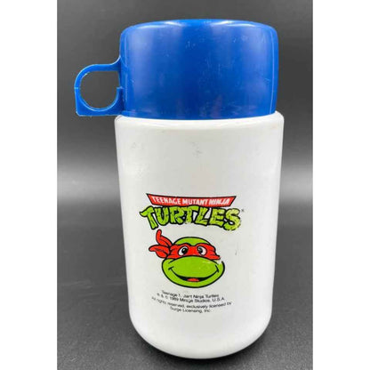 Teenage Mutant Ninja Turtles1989 Blue Cap 6.5" Thermos For Lunchbox (B4)