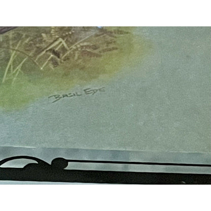 Vintage Basil Ede "The Pheasant" Foil Art Print Mirror & Wood Frame (B7) - Vintosh Vintage