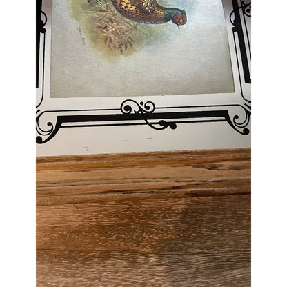 Vintage Basil Ede "The Pheasant" Foil Art Print Mirror & Wood Frame (B7) - Vintosh Vintage