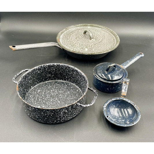 Six Piece Vintage Enameled Cookware (A3) - Vintosh Vintage