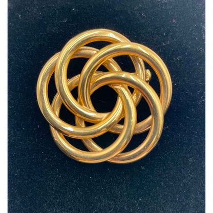 VINTAGE NAPIER CIRCLE TWISTED KNOT GOLD TONE BROOCH (C2)