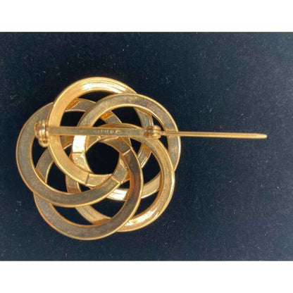 VINTAGE NAPIER CIRCLE TWISTED KNOT GOLD TONE BROOCH (C2)