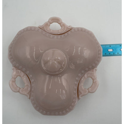 1930s Cambridge Tuscan Pink Milk Glass Divided Candy/Relish Lidded Dish (B6) - Vintosh Vintage