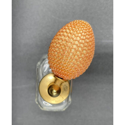 Vintage Glass Perfume Bottle With Atomizer Hand Painted Flowers Made in Italy C6 - Vintosh Vintage