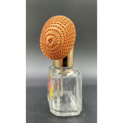 Vintage Glass Perfume Bottle With Atomizer Hand Painted Flowers Made in Italy C6 - Vintosh Vintage