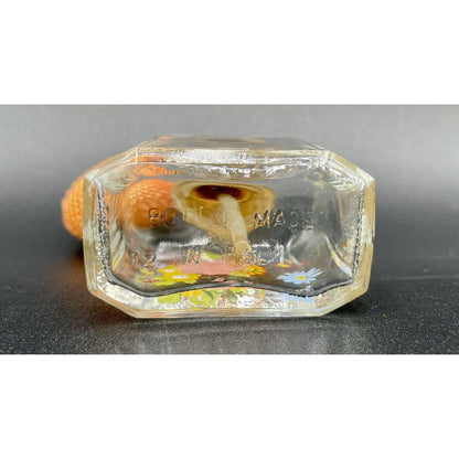 Vintage Glass Perfume Bottle With Atomizer Hand Painted Flowers Made in Italy C6 - Vintosh Vintage
