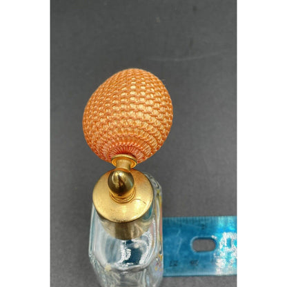 Vintage Glass Perfume Bottle With Atomizer Hand Painted Flowers Made in Italy C6 - Vintosh Vintage